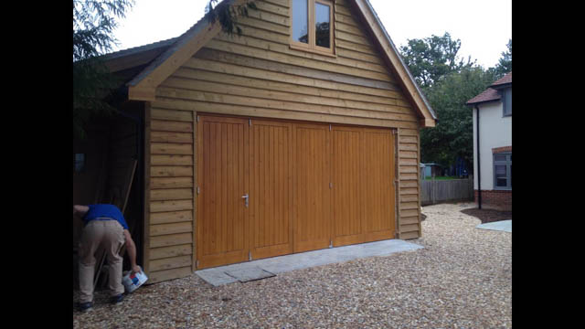 A photograph of an Applewood Joinery Ltd garage door.