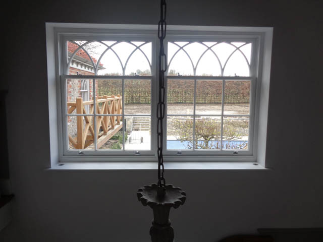 A photograph of an Applewood Joinery Ltd traditional vertical sliding sash window.