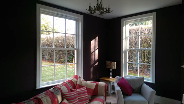 A photograph of an Applewood Joinery Ltd traditional vertical sliding sash window.